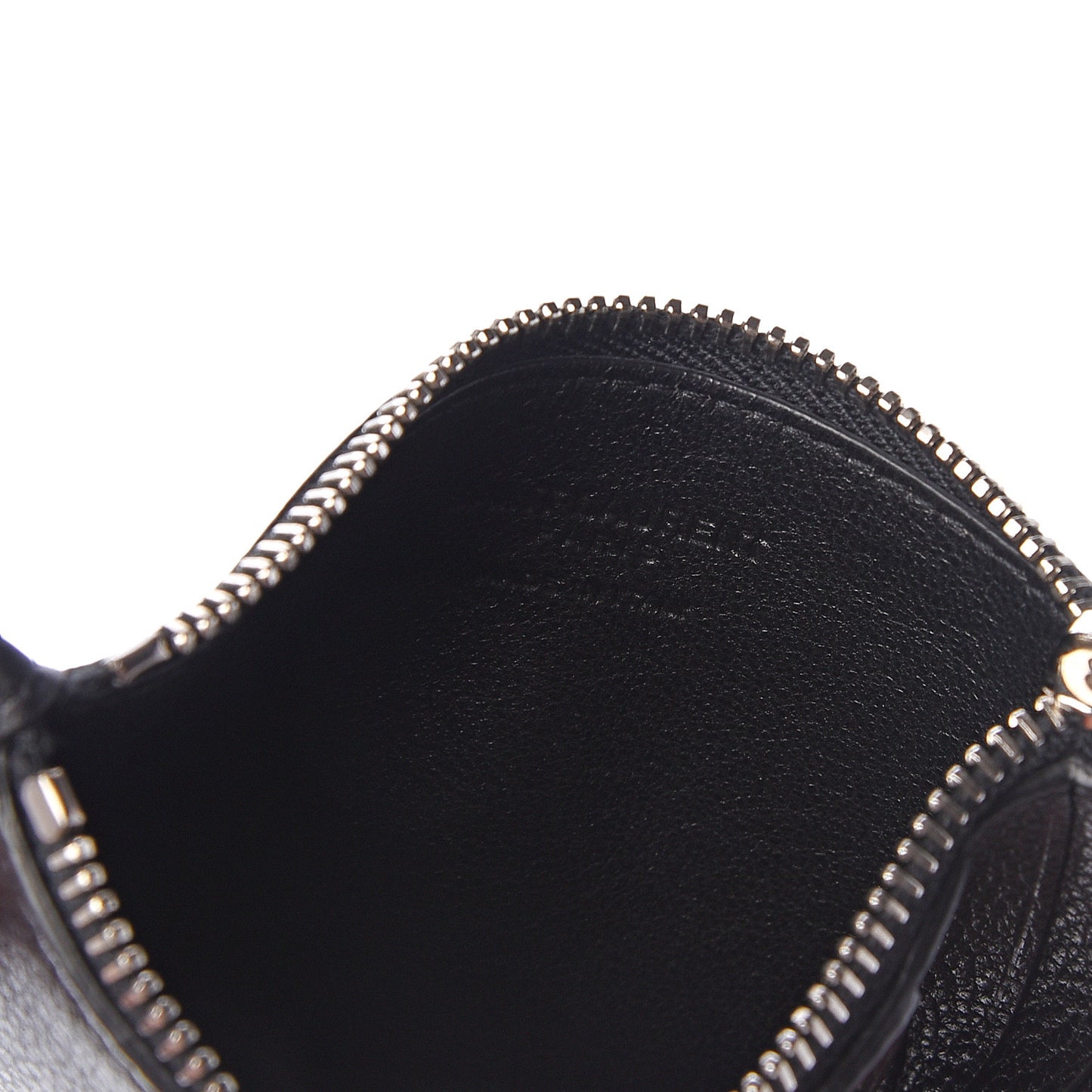 Grained Calfskin 5 Fragments Zip Pouch Card Holder Black