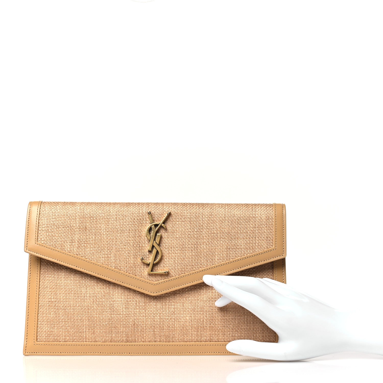 Saint Laurent Micro Raffia Uptown Pouch Natural Hay Blush 2 of 11