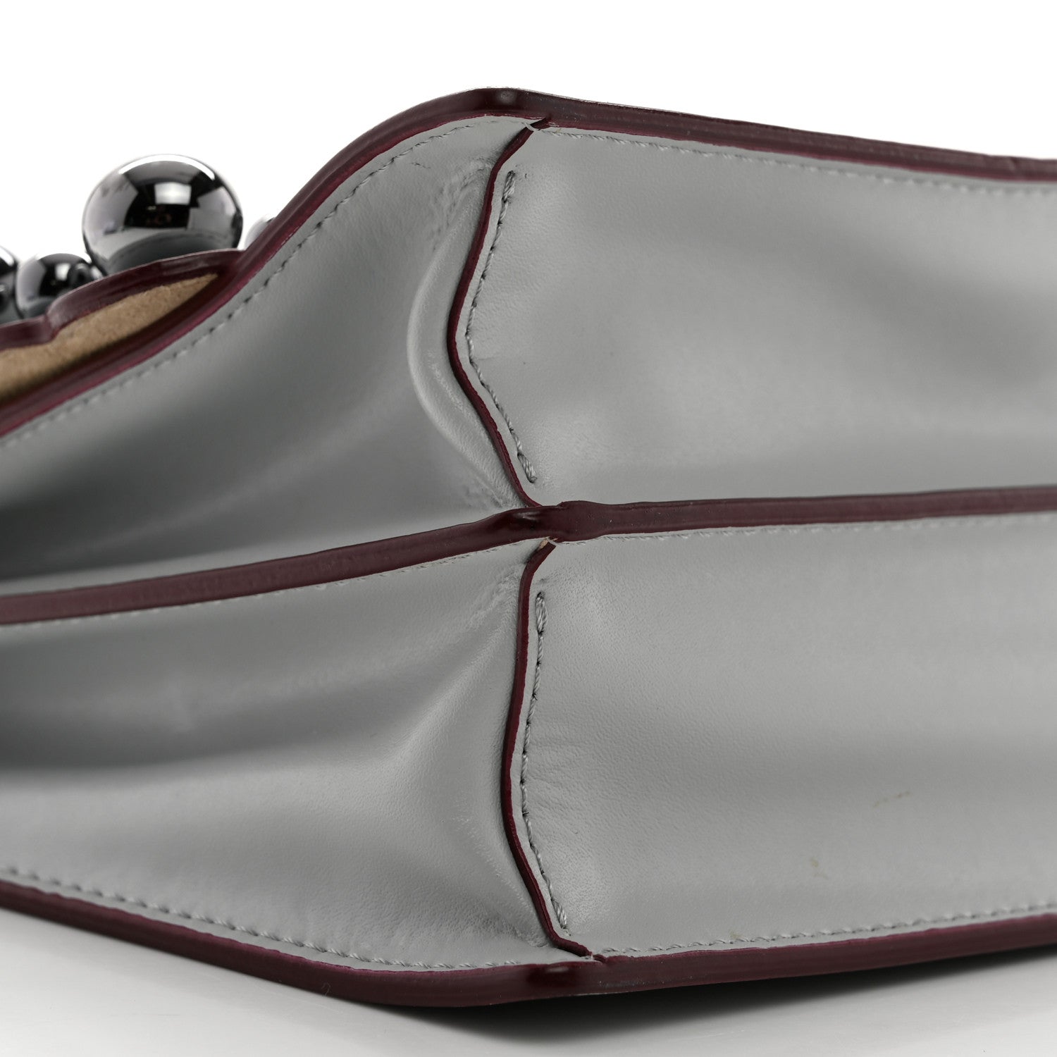 Fendi Vitello Liberty Scalloped Studded Small Kan I Shoulder Bag Grigio Perla 10 of 11