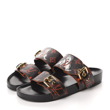 Louis Vuitton Catogram Bom Dia Flat Mule 37 Black Marron 3 of 9