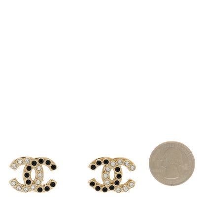 Chanel Crystal CC Earrings Black Gold 2 of 5