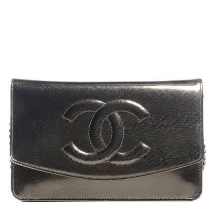 Chanel Metallic Calfskin Timeless CC Wallet on Chain WOC Bronze 1 of 8