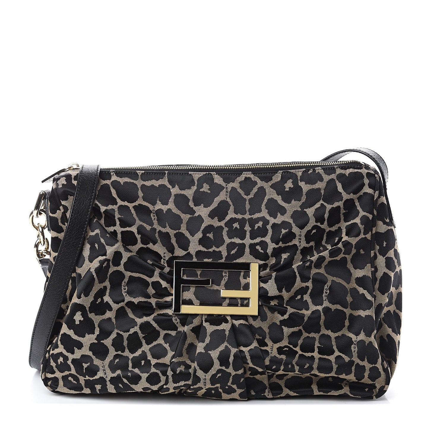 Jacquard Leopard Print Mia Shoulder Bag Taupe Black