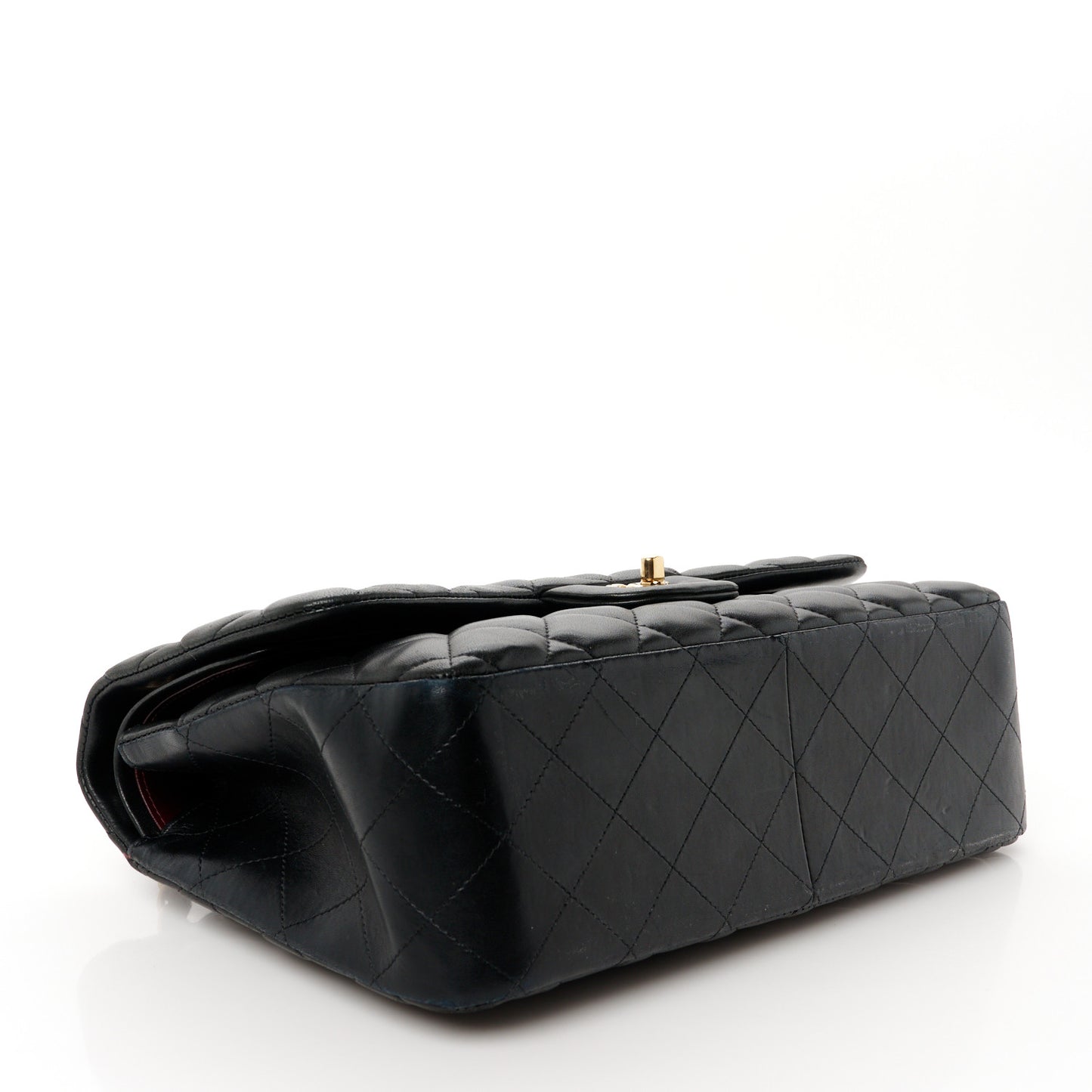 Lambskin Quilted Jumbo Double Flap Black