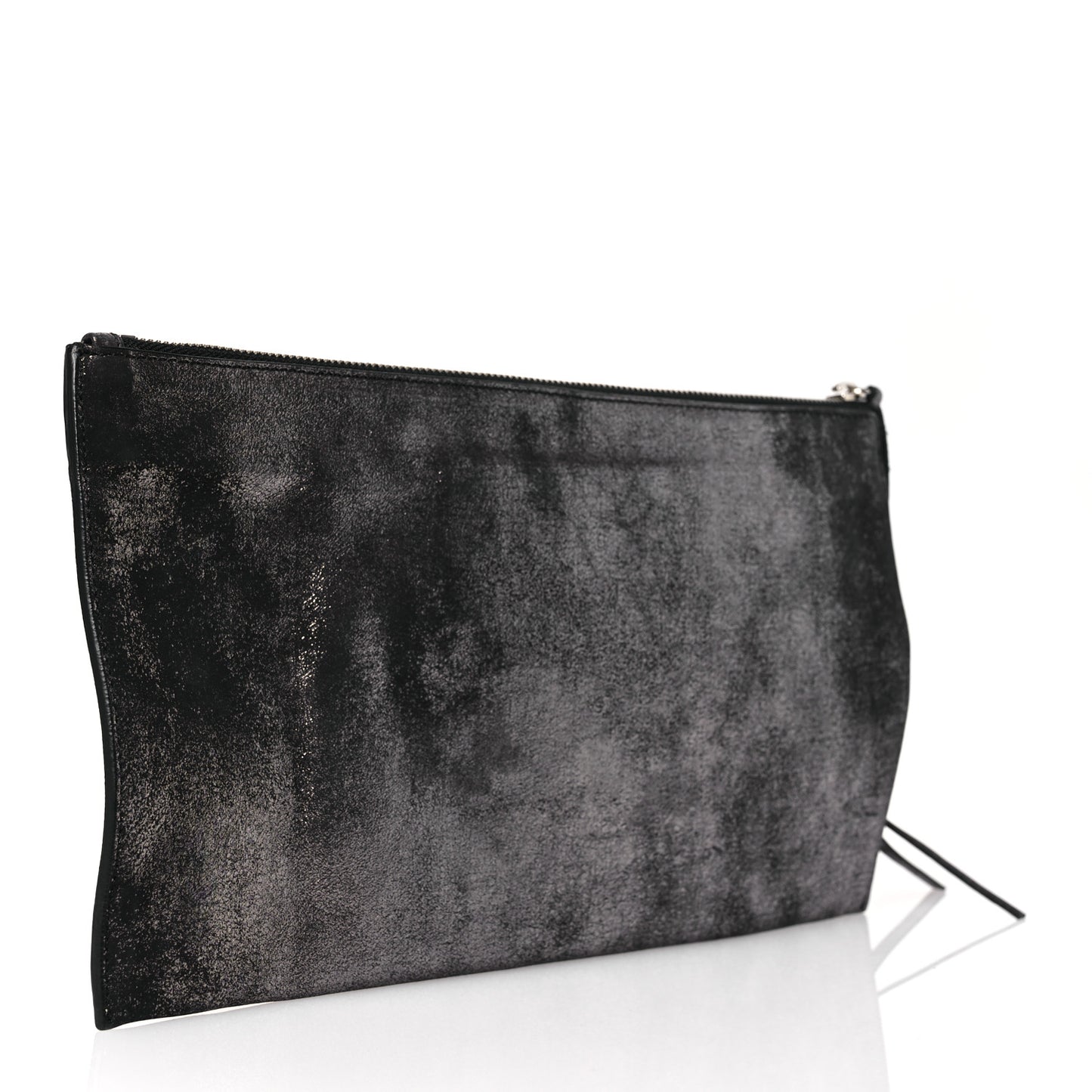 Metallic Calfskin Milky Way Papier Clutch Black