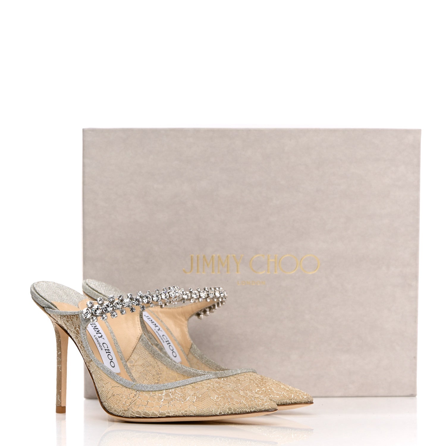 Jimmy Choo Lace Crystal Bing 100 Pumps 37 Ivory 13 of 13
