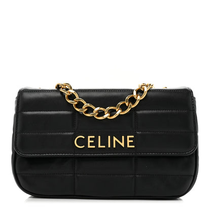 Celine Goatskin Matelasse Chain Shoulder Bag Black 1 of 8