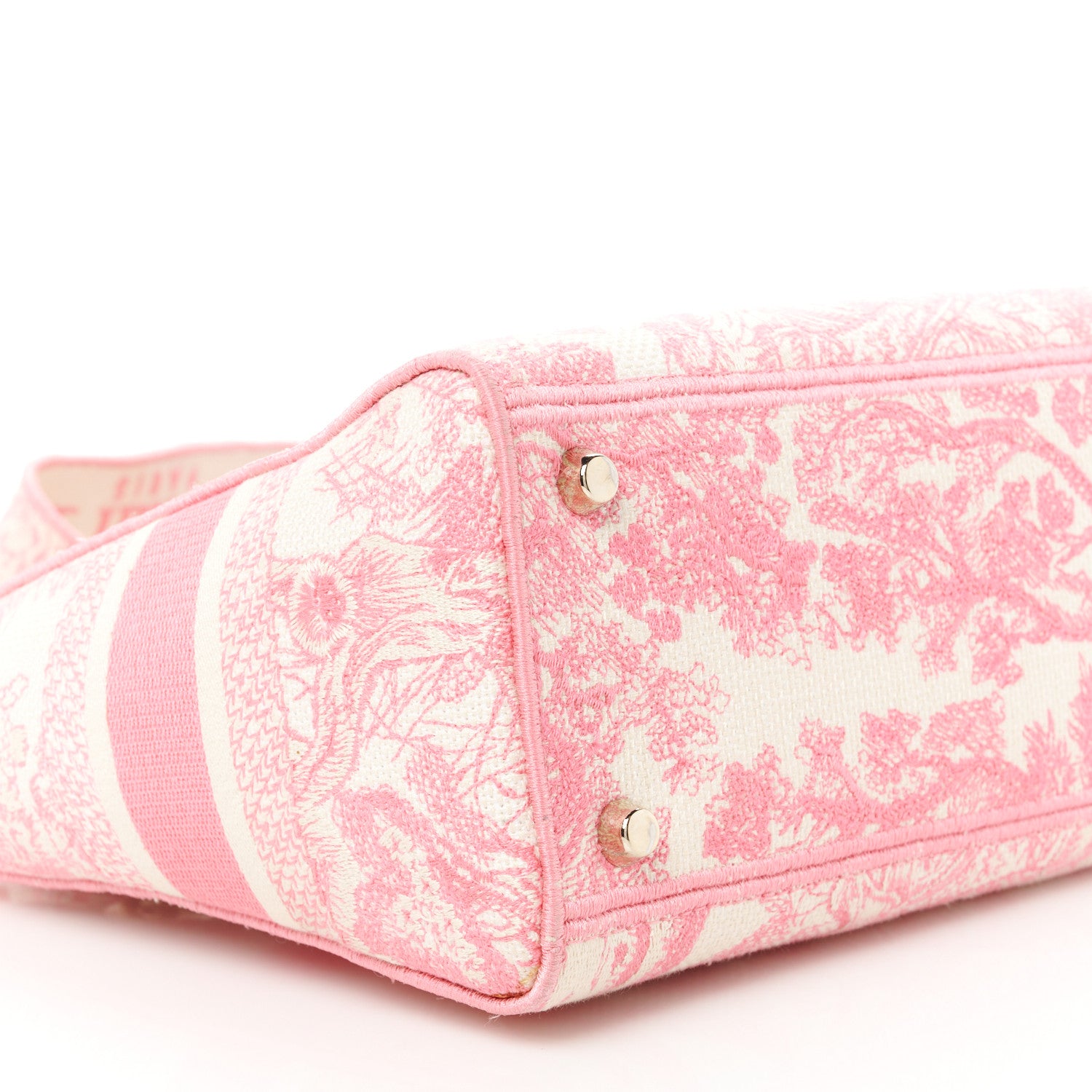 Christian Dior Canvas Toile De Jouy Embroidered Medium Lady D-Lite Peony Pink 9 of 11
