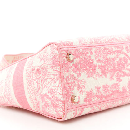 Christian Dior Canvas Toile De Jouy Embroidered Medium Lady D-Lite Peony Pink 9 of 11