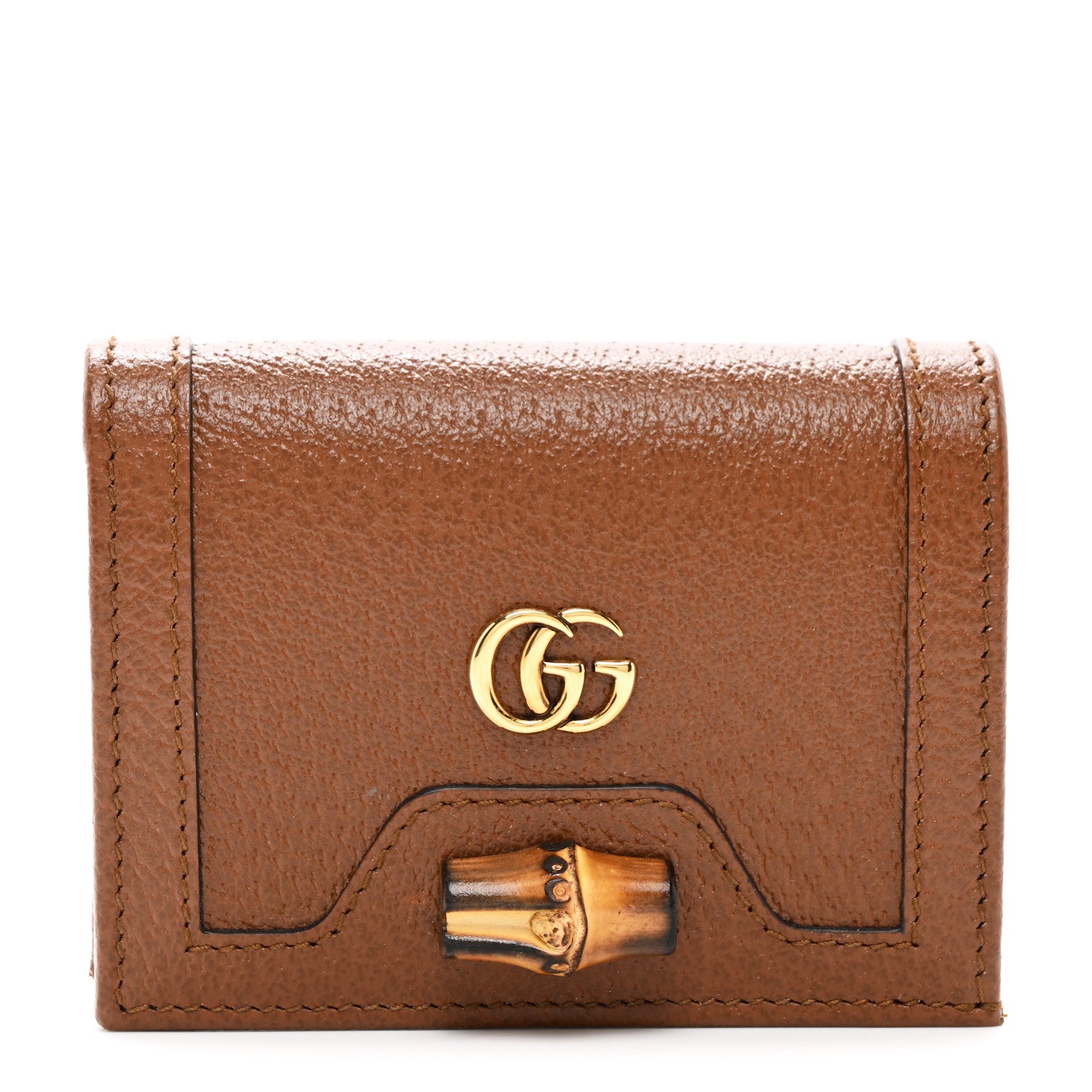 Gucci Wonka Grain Calfskin Diana Card Case Wallet Cuir 1 of 8