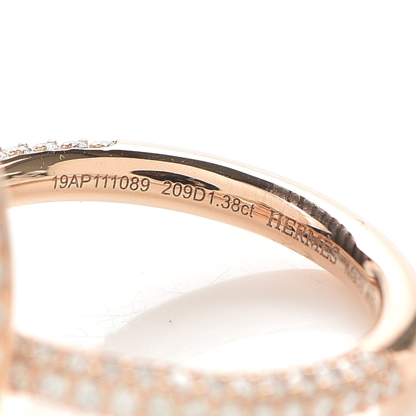 18K Rose Gold Diamond PM Echappee Full Pave Ring 52 6