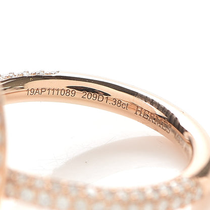 Hermes 18K Rose Gold Diamond PM Echappee Full Pave Ring 52 6 5 of 5