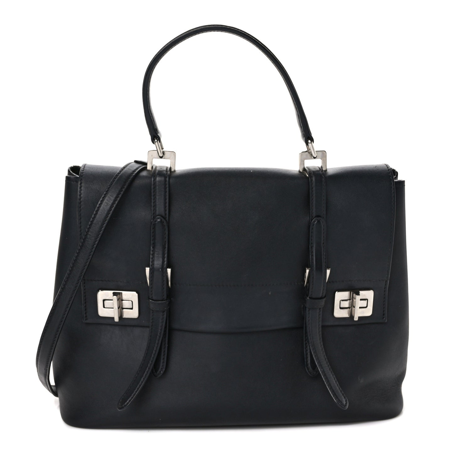 Saffiano Cuir Convertible Top Handle Tote Black
