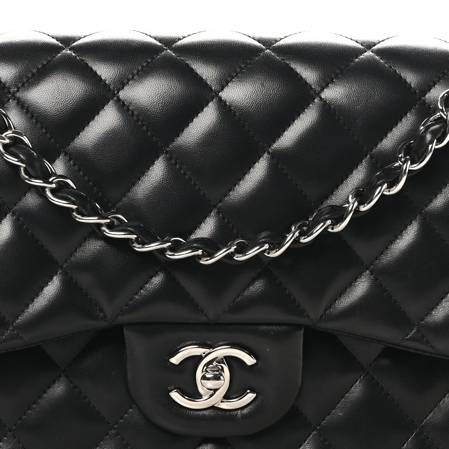 Chanel Lambskin Quilted Jumbo Double Flap Black 8 of 12