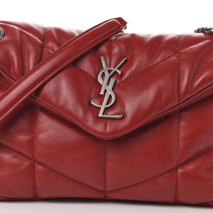Saint Laurent Lambskin Quilted Small Loulou Puffer Monogram Chain Satchel Red 10 of 10