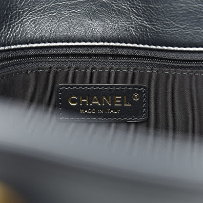Chanel Aged Calfskin Quilted Drawstring Shopping Tote Black 6 of 13