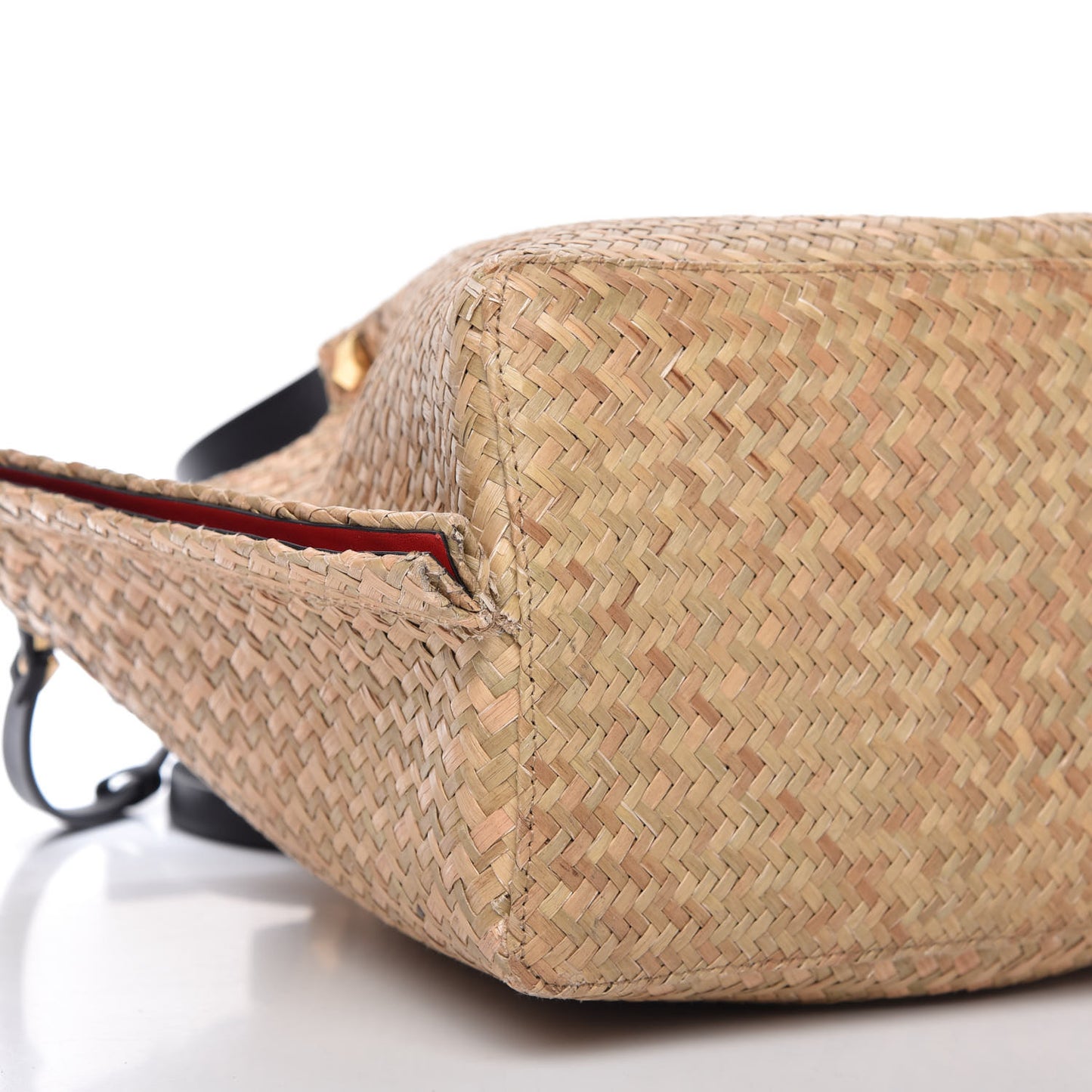Raffia Medium Vlogo Escape Shopper Natural Black Rouge
