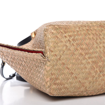Valentino Garavani Raffia Medium Vlogo Escape Shopper Natural Black Rouge 6 of 12