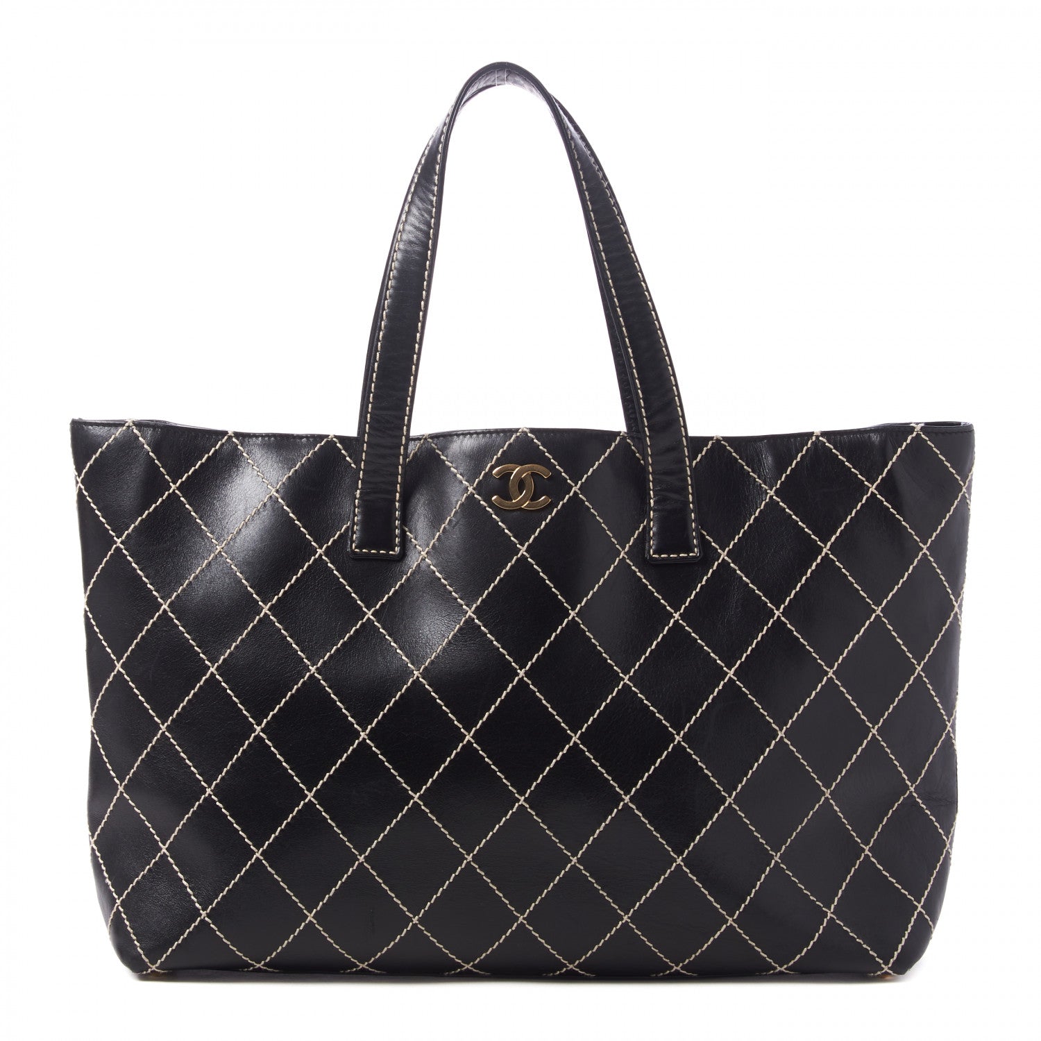 Chanel Calfskin Wild Stitch Large Tote Black 1 of 9