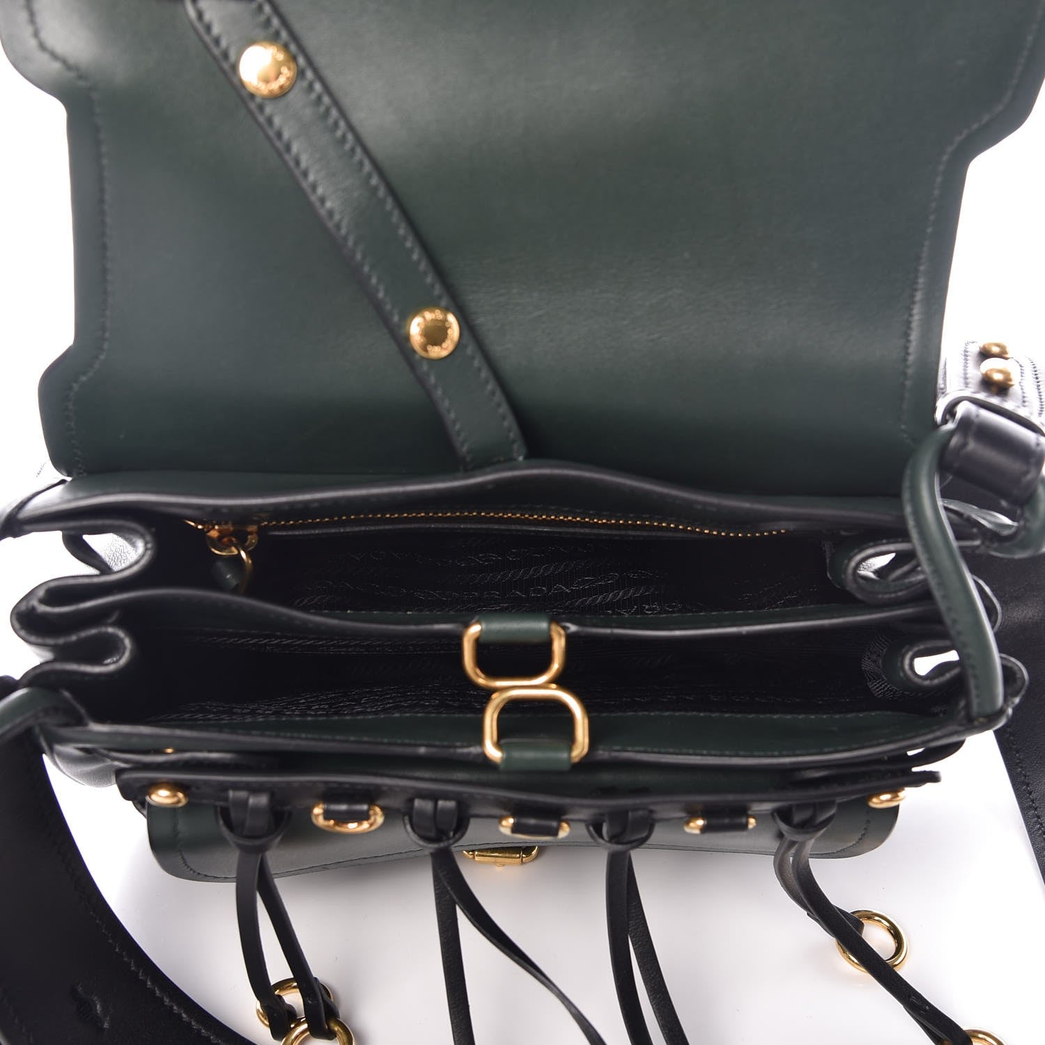 Prada Saffiano Cuir Calf Corsaire Bag Smeraldo Black 5 of 10