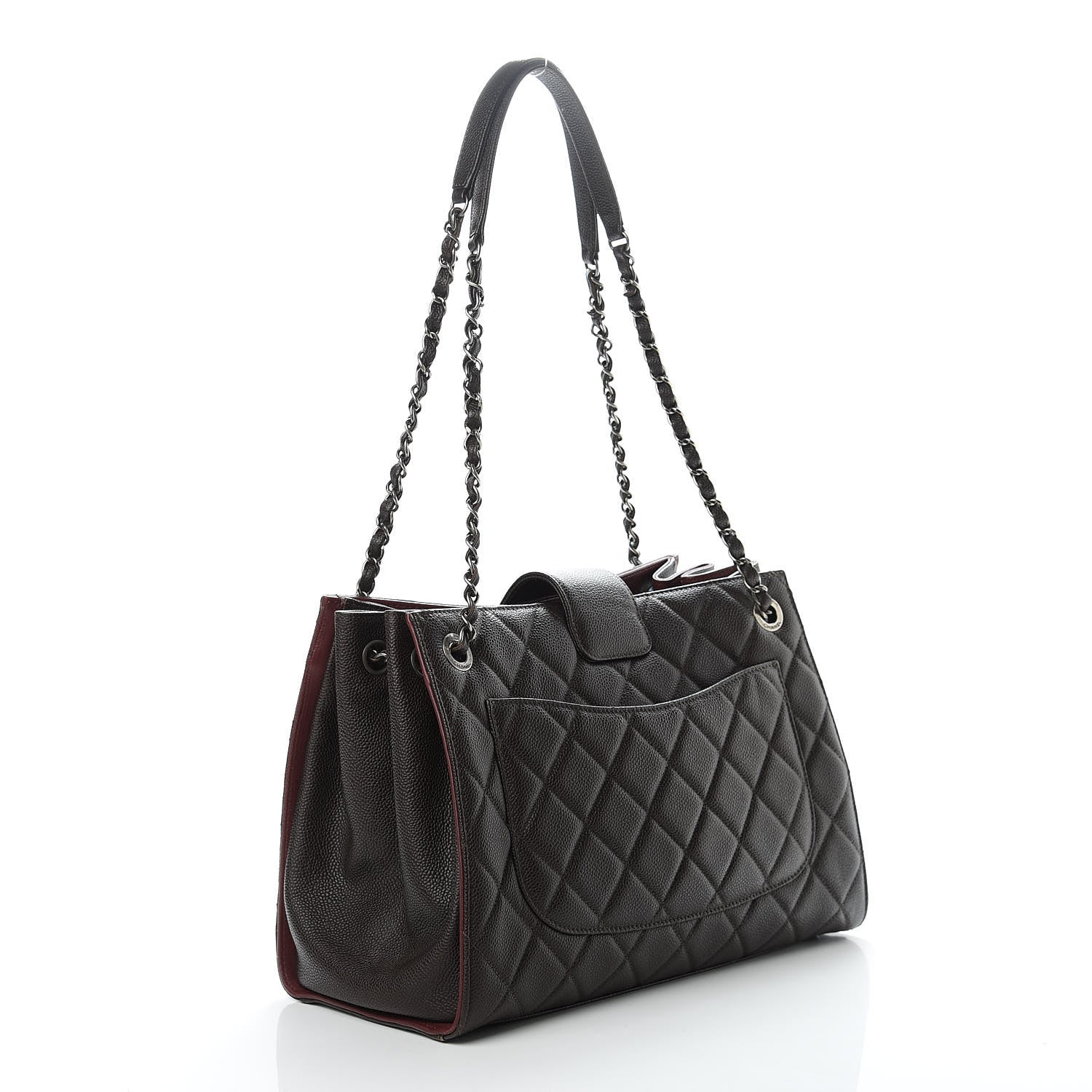 Chanel Caviar Quilted Large CC Accordion Shopping Bag Brown 3 of 15