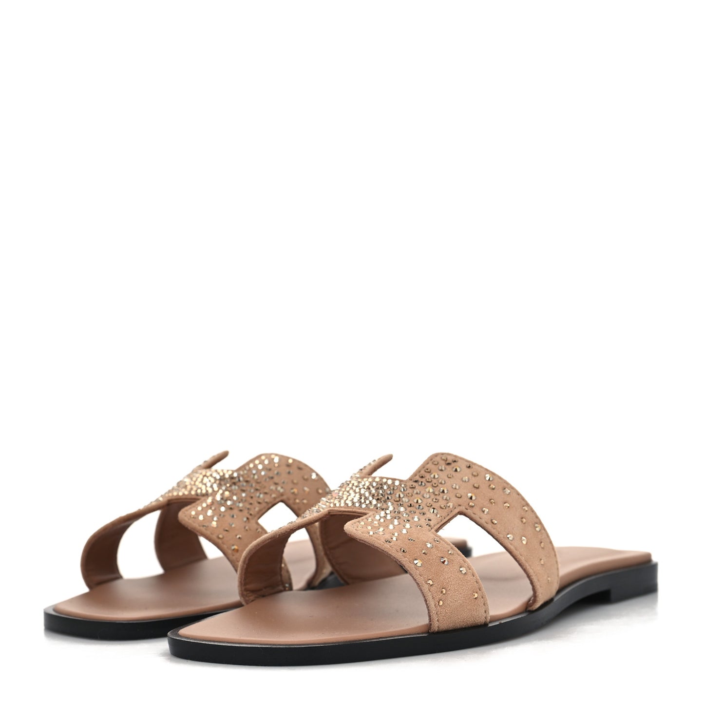 Suede Goatskin Rhinestone Oran Sandals 37.5 Rose Bois De Santal