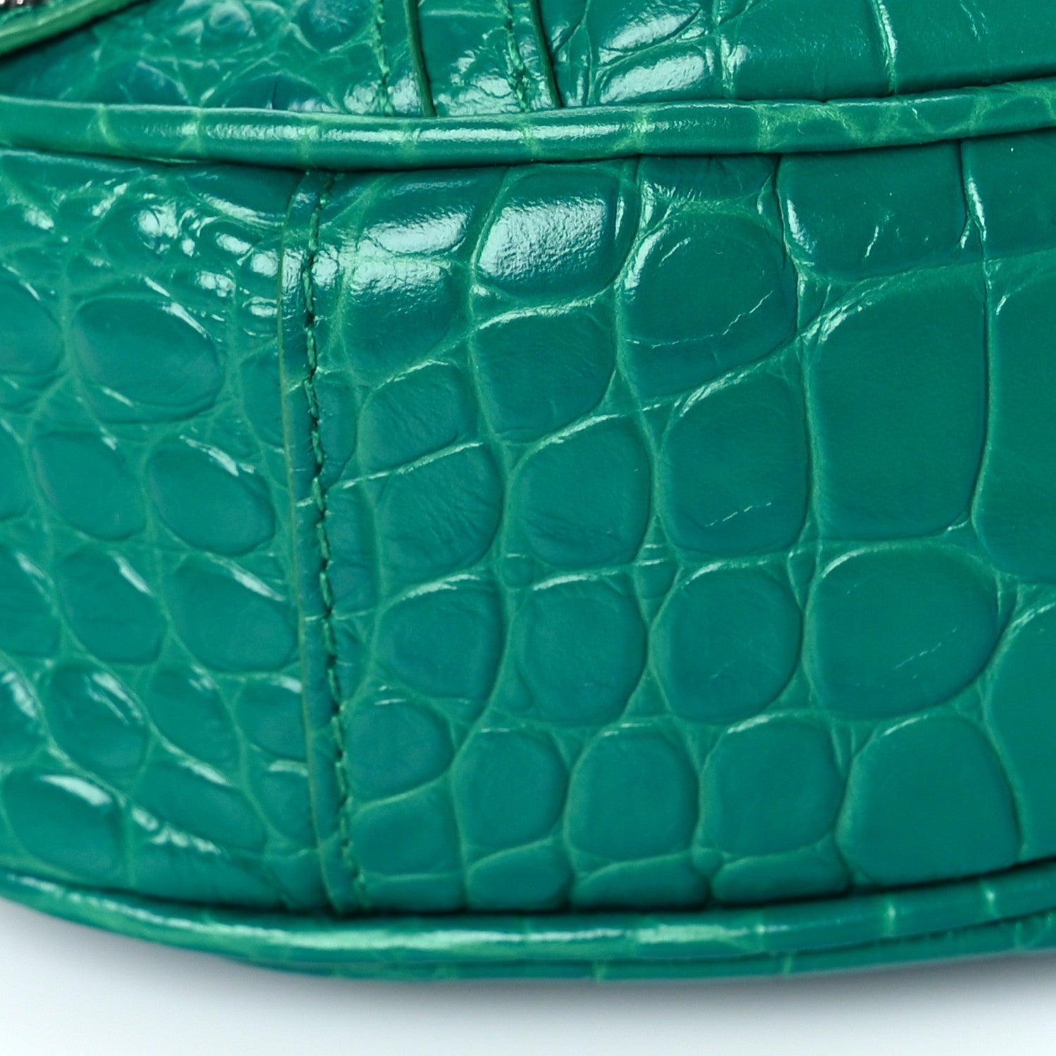 Balenciaga Extra Supple Calfskin Crystal Crocodile Embossed Le Cagole Shoulder Bag XS Jade 8 of 9