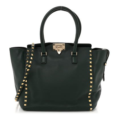 Valentino Garavani Vitello Rockstud Double Handle Tote  Smeraldo 1 of 11