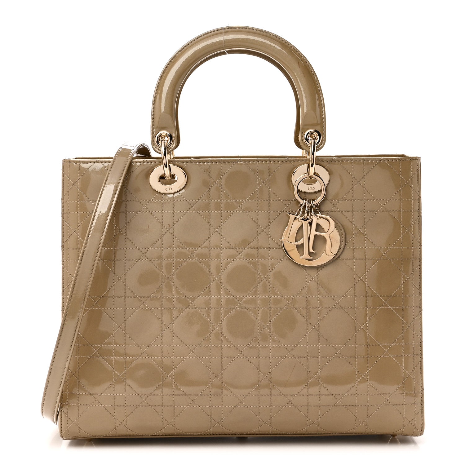 Christian Dior Patent Cannage Stitched Large Lady Dior Beige 1 of 10