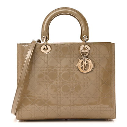 Christian Dior Patent Cannage Stitched Large Lady Dior Beige 1 of 10