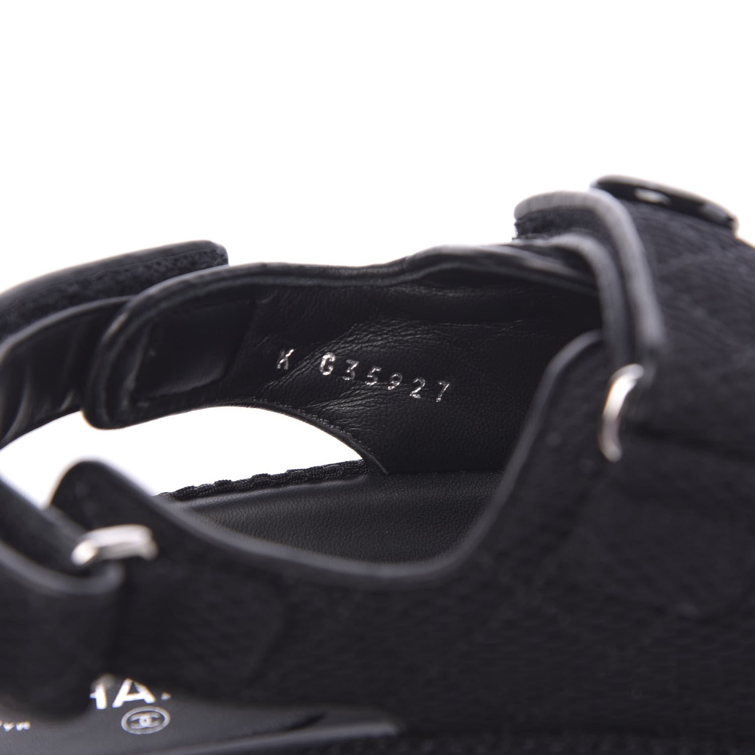 Chanel Fabric Velcro Dad Sandals 38 Black 7 of 9