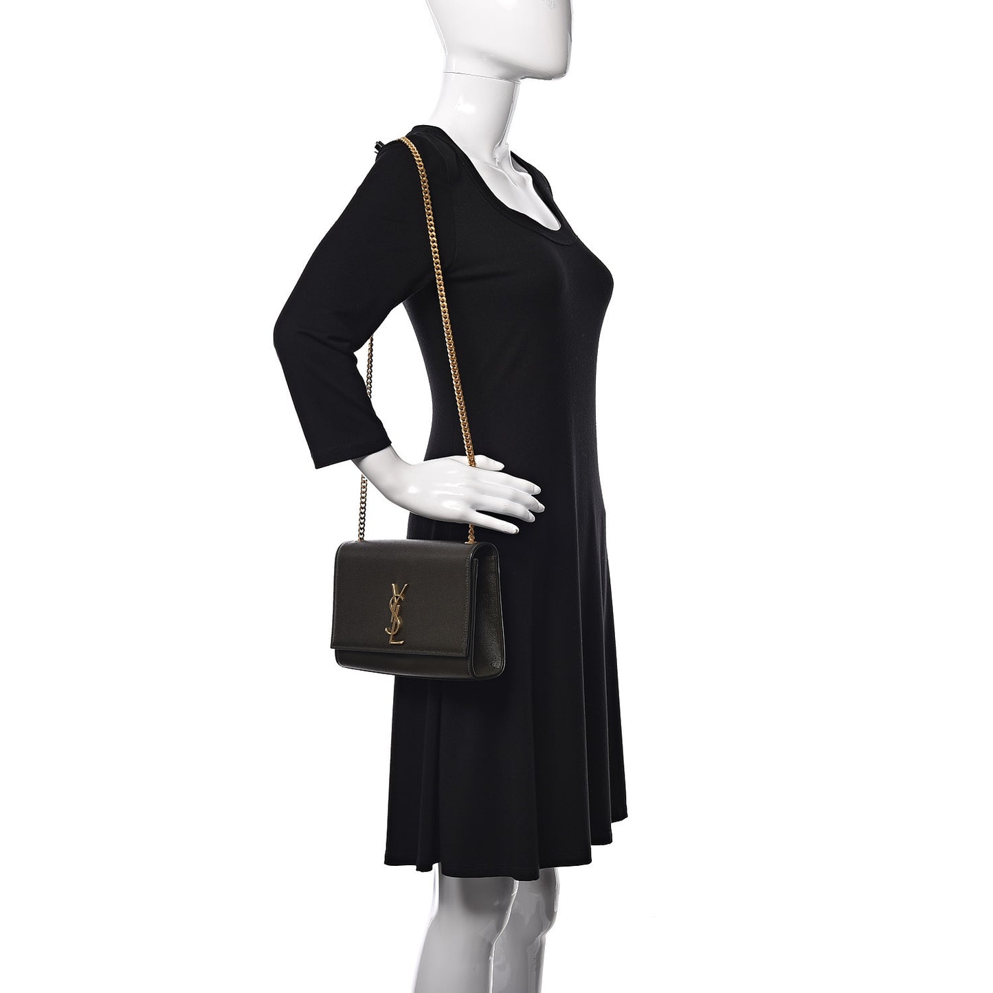 Grain De Poudre Medium Classic Monogram Kate Satchel Dark Tea