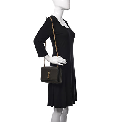 Saint Laurent Grain De Poudre Medium Classic Monogram Kate Satchel Dark Tea 2 of 8