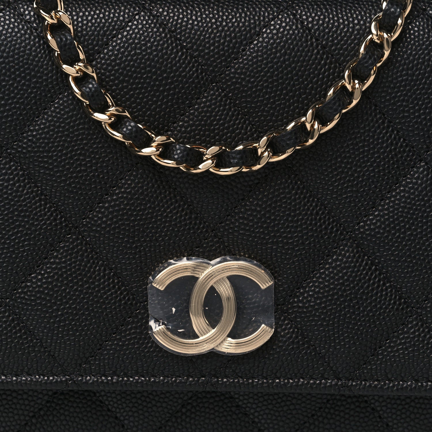 Chanel Caviar Quilted Striated CC Wallet On Chain WOC Black 8 of 11