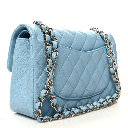 Chanel Caviar Quilted Small Double Flap Light Blue 2 of 11
