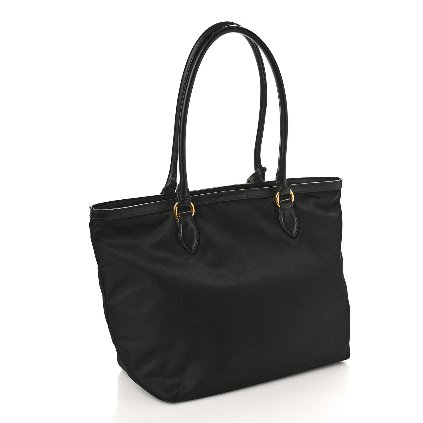 Tessuto Nylon Soft Calf Shopping Tote Black