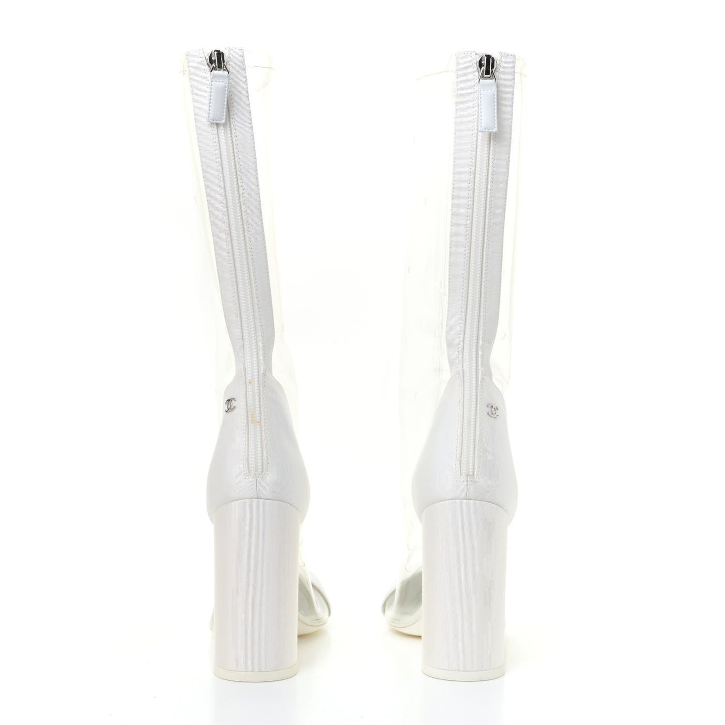 PVC Grosgrain High Boots 36 Transparent White
