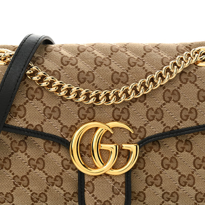Gucci Monogram Matelasse Diagonal Small GG Marmont Shoulder Bag Beige Black 8 of 11