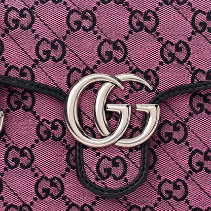 Gucci Monogram Multicolor Matelasse Diagonal Mini GG Marmont Top Handle Shoulder Bag Pink Blue 8 of 10