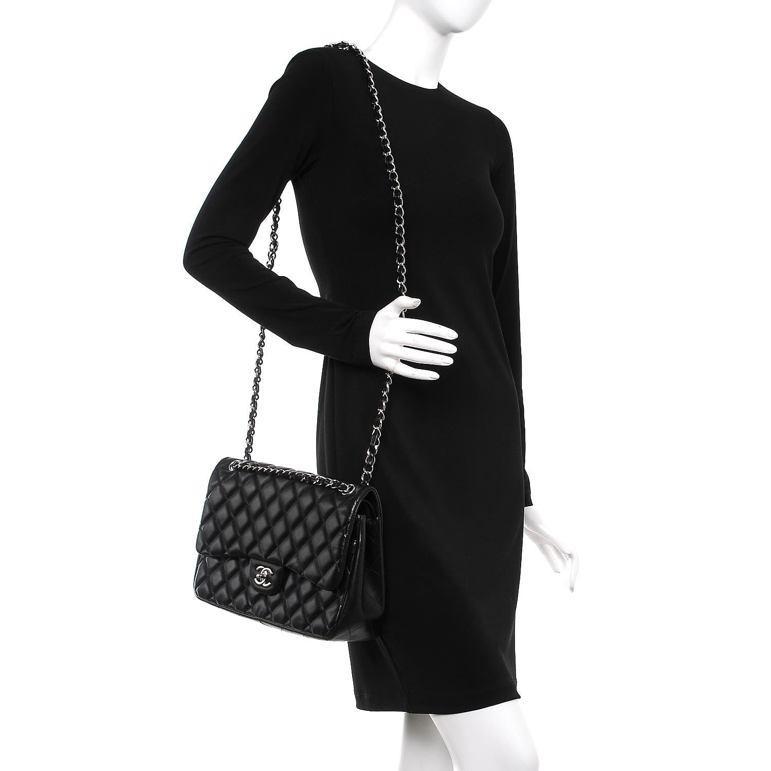 Chanel Lambskin Quilted Jumbo Double Flap Black 2 of 8