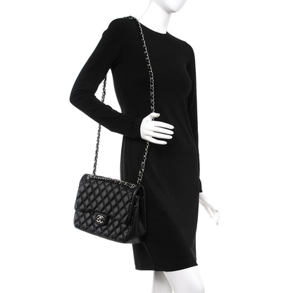 Chanel Lambskin Quilted Jumbo Double Flap Black 2 of 8