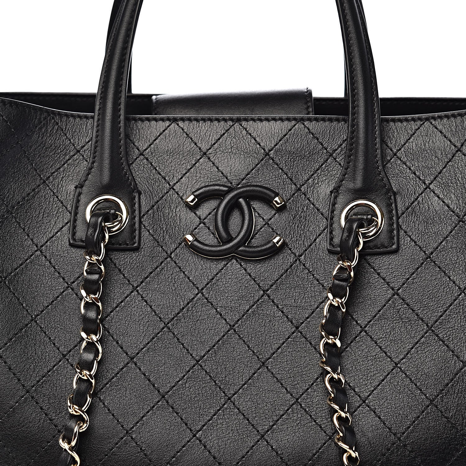 Chanel Calfskin Stitched Shopping Tote Black 11 of 11