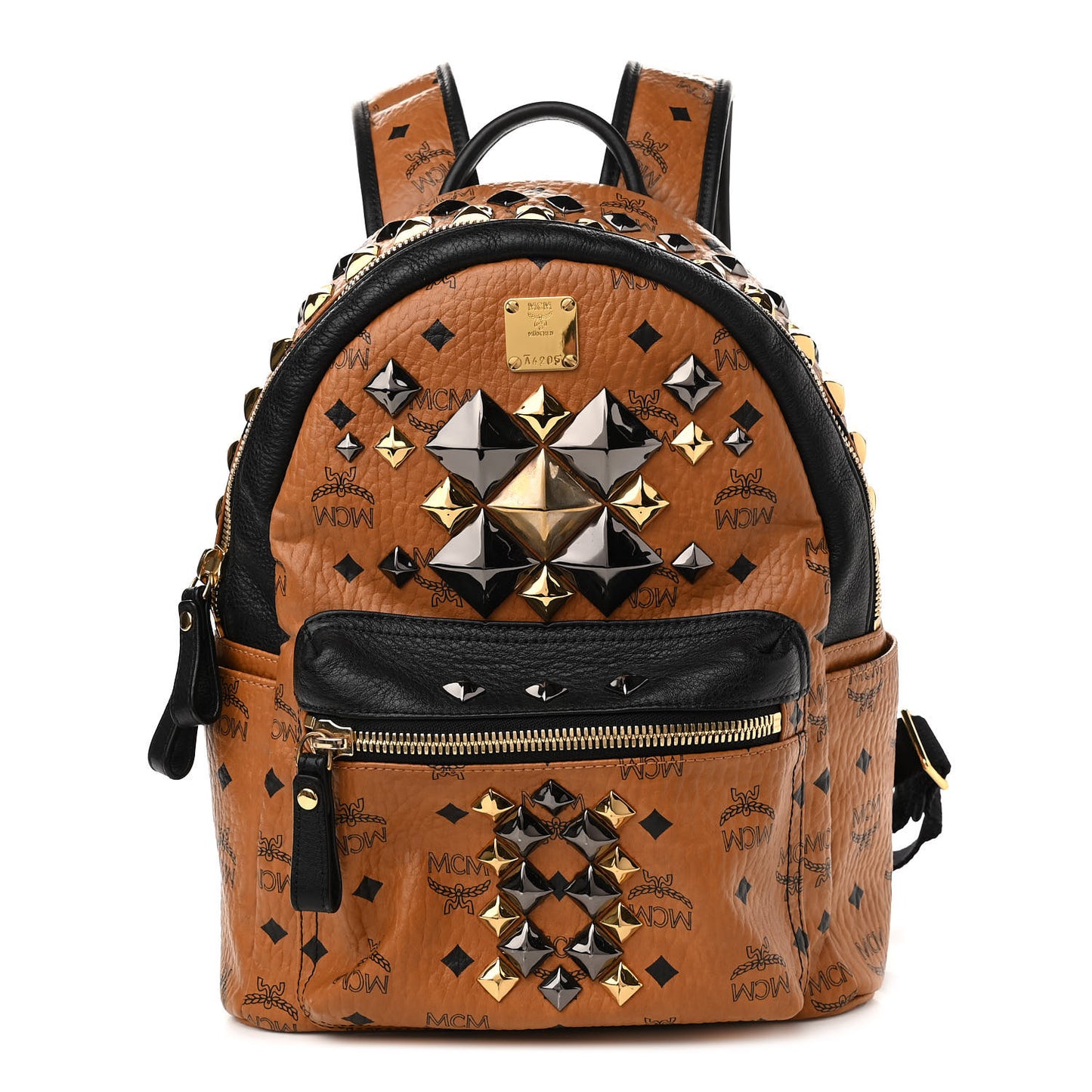 Visetos Studded Colorblock Small Stark Brock Backpack Cognac Black