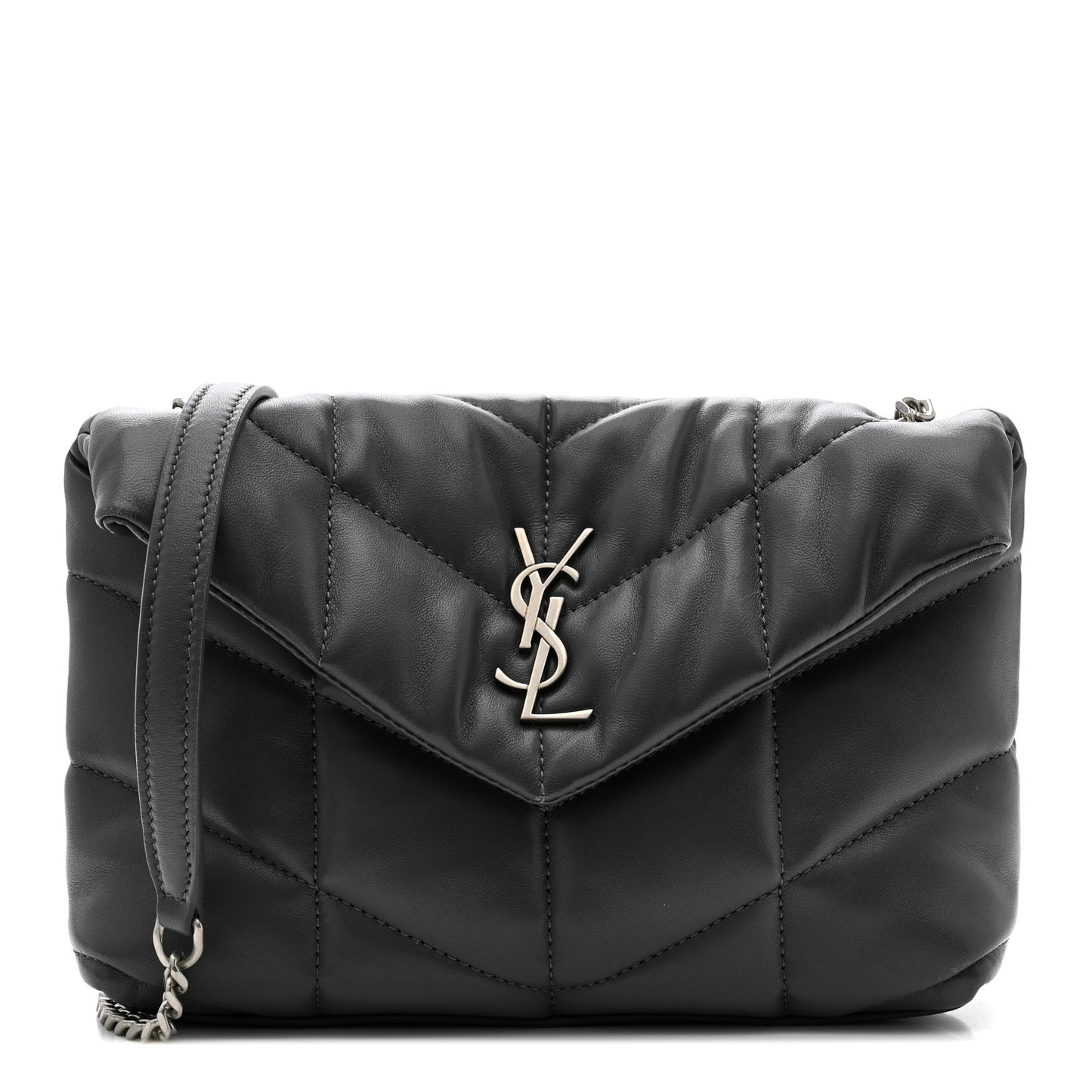 Lambskin Quilted Toy Loulou Puffer Monogram Chain Satchel Storm