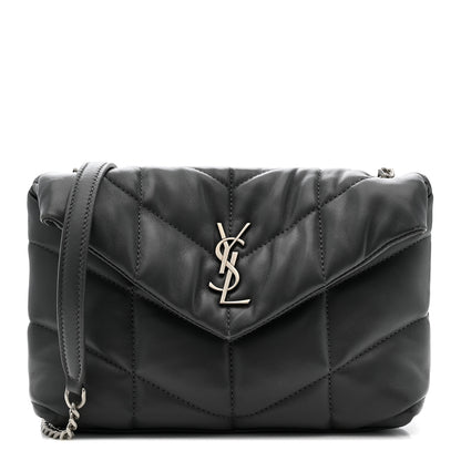 Saint Laurent Lambskin Quilted Toy Loulou Puffer Monogram Chain Satchel Storm 1 of 12