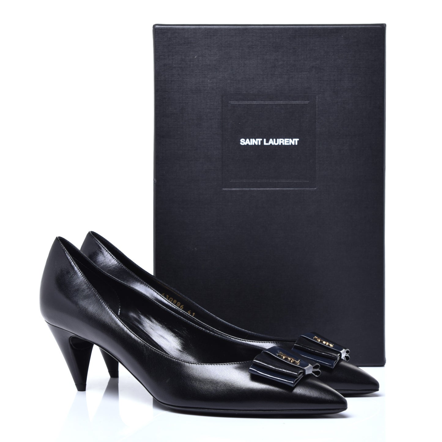 Calfskin Bow Anais Pumps 41 Black Navy