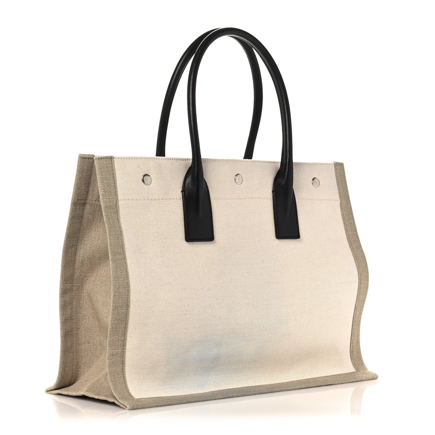 Linen Calfskin Small Rive Gauche Tote Greggio Natural