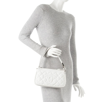 Chanel Calfskin Quilted CC Shoulder White 2 of 6