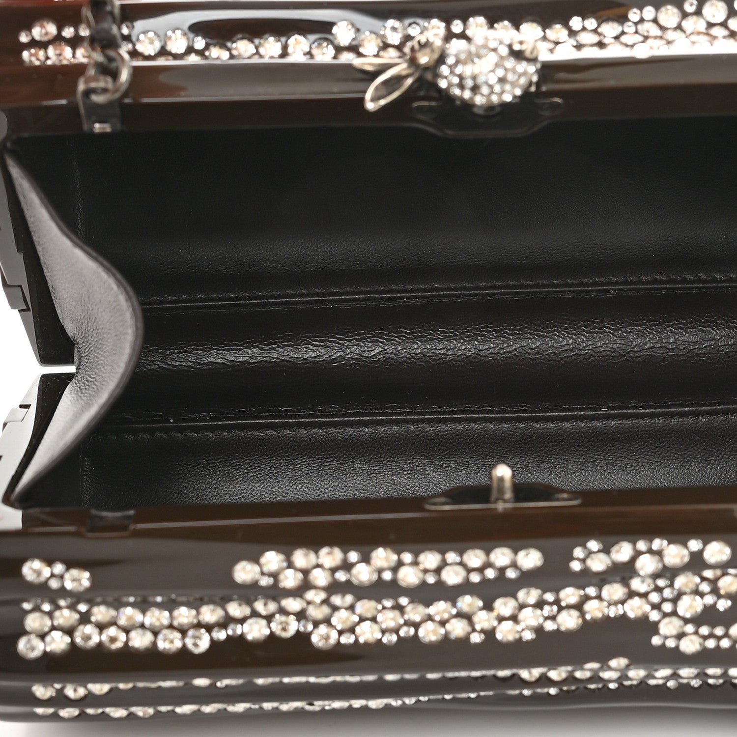 Chanel Plexiglass Strass Log CC Minaudiere Clutch Brown 1144404