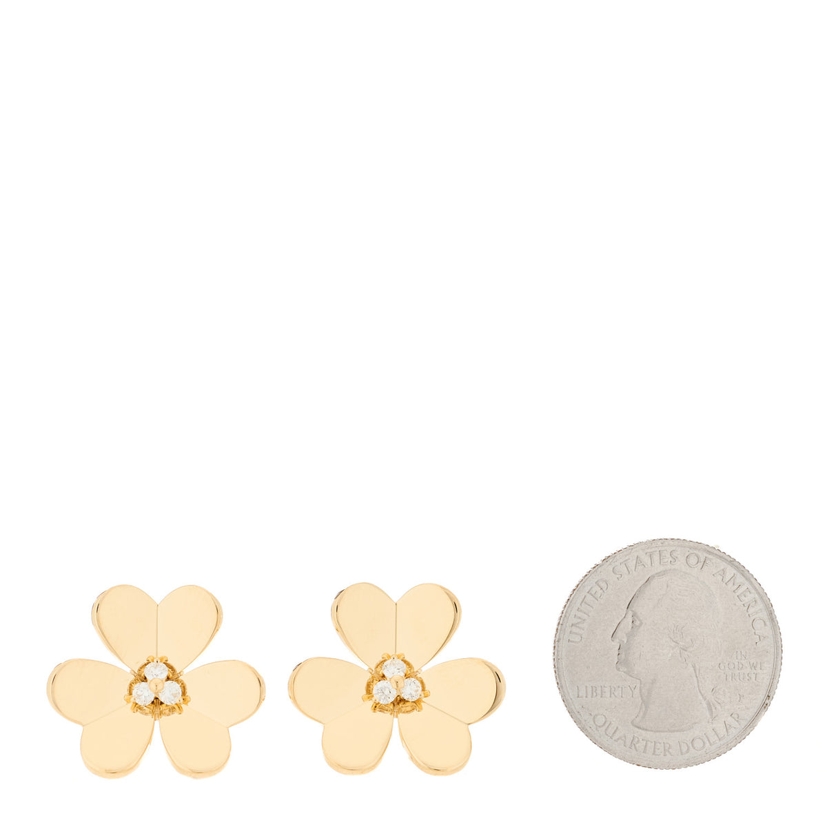 Van Cleef & Arpels 18K Yellow Gold Diamond Large Frivole Clip On Earrings 2 of 5